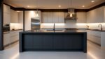 Contemporary Matte-Finish Island Kitchen with Soft Ambient Lighting