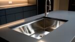 Contemporary Matte-Finish Island Kitchen with Soft Ambient Lighting