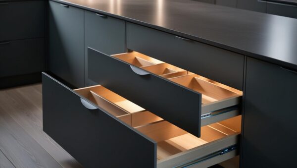Contemporary Matte-Finish Island Kitchen with Soft Ambient Lighting