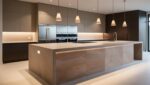 Stone-Finish Island Kitchen with a Modern Touch