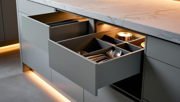 Stone-Finish Island Kitchen with a Modern Touch