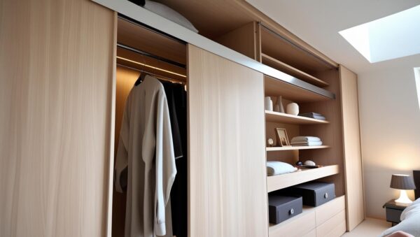 Sliding Wardrobe with Integrated Open Shelf Unit