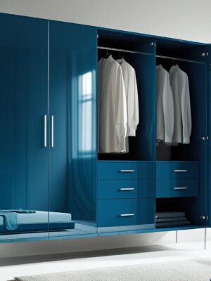 Marine Blue Acrylic Finish Wardrobe
