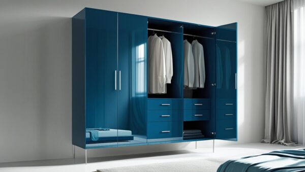 Marine Blue Acrylic Finish Wardrobe