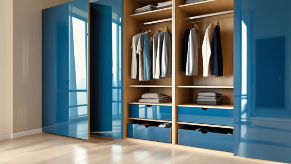 Marine Blue Acrylic Finish Wardrobe